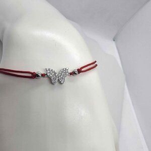 NEW Sterling Silver 925 Butterfly Design With Adjustable Bracelet